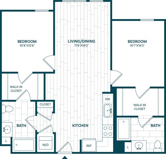 2 Bed/2 Bath-B6 119 floor plan